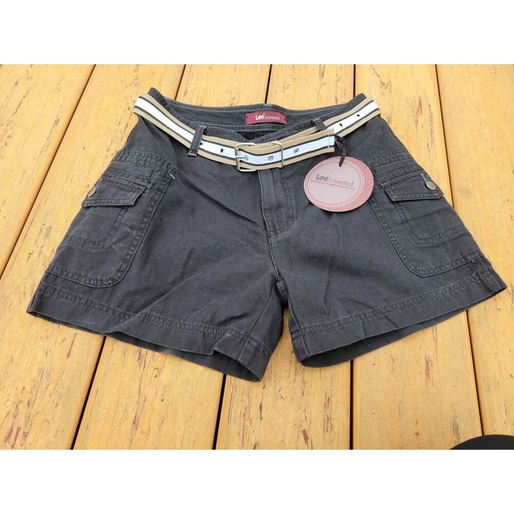 Hi-Rise Black Lee‎ Riveted Shorts SIZE 8P NWT Belt